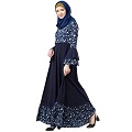 Printed Frilled abaya- Navy Blue Printed Frilled abaya- Navy Blue
